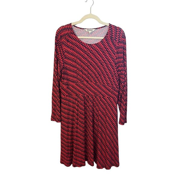 BODEN Thea Long Sleeve Pink Geometric Midi Dress 12P - Picture 3 of 7